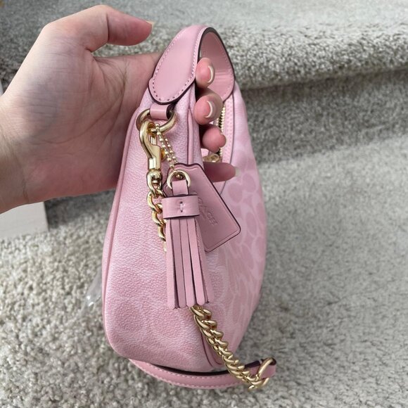 Coach Carmen Mini Crossbody Bag In Signature Canvas Powder Pink Purse CAM83 - Picture 3 of 5